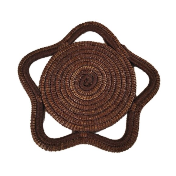 Unbranded Other - Woven Boho Cottagecore Trivet Hot Pad Scalloped Brown Rustic Kitchen Decor